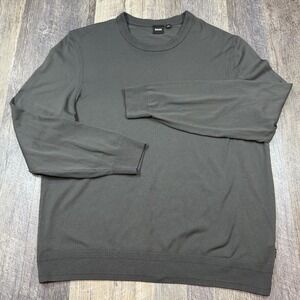 BOSS Hugo Boss Mens XL Dark Gray Crewneck Sweater Lightweight Pullover Polyamide